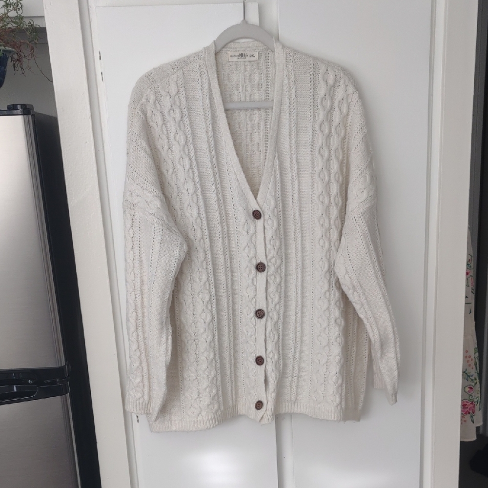 NATURAL LIFE Cream Cable Knit Cardigan